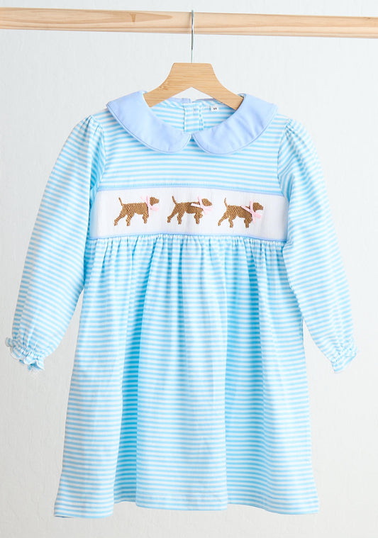 Puppy Party Hand Smocked Dress