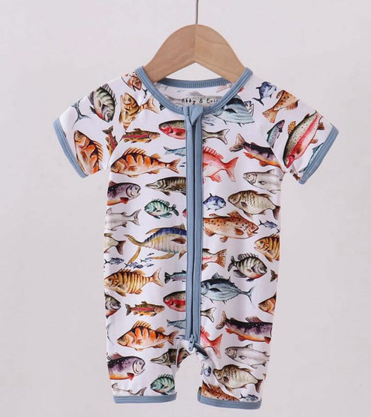 Fish Bamboo Short Romper