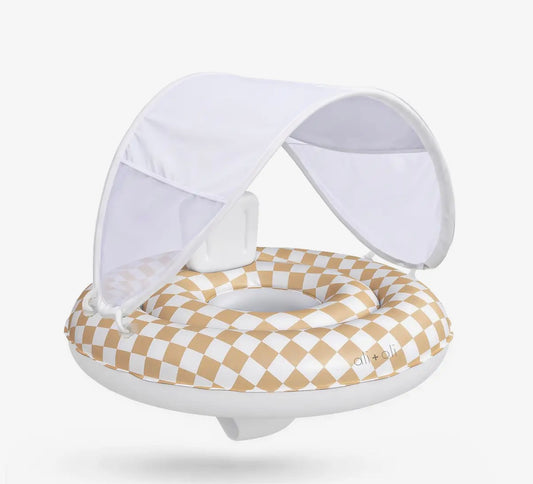 Swim Seat with Sun Canopy (Tan Checkers)