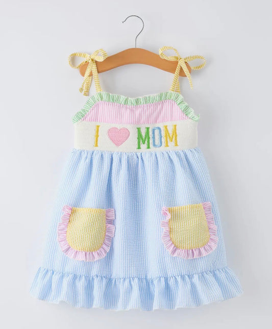 I love Mom Seersucker Dress