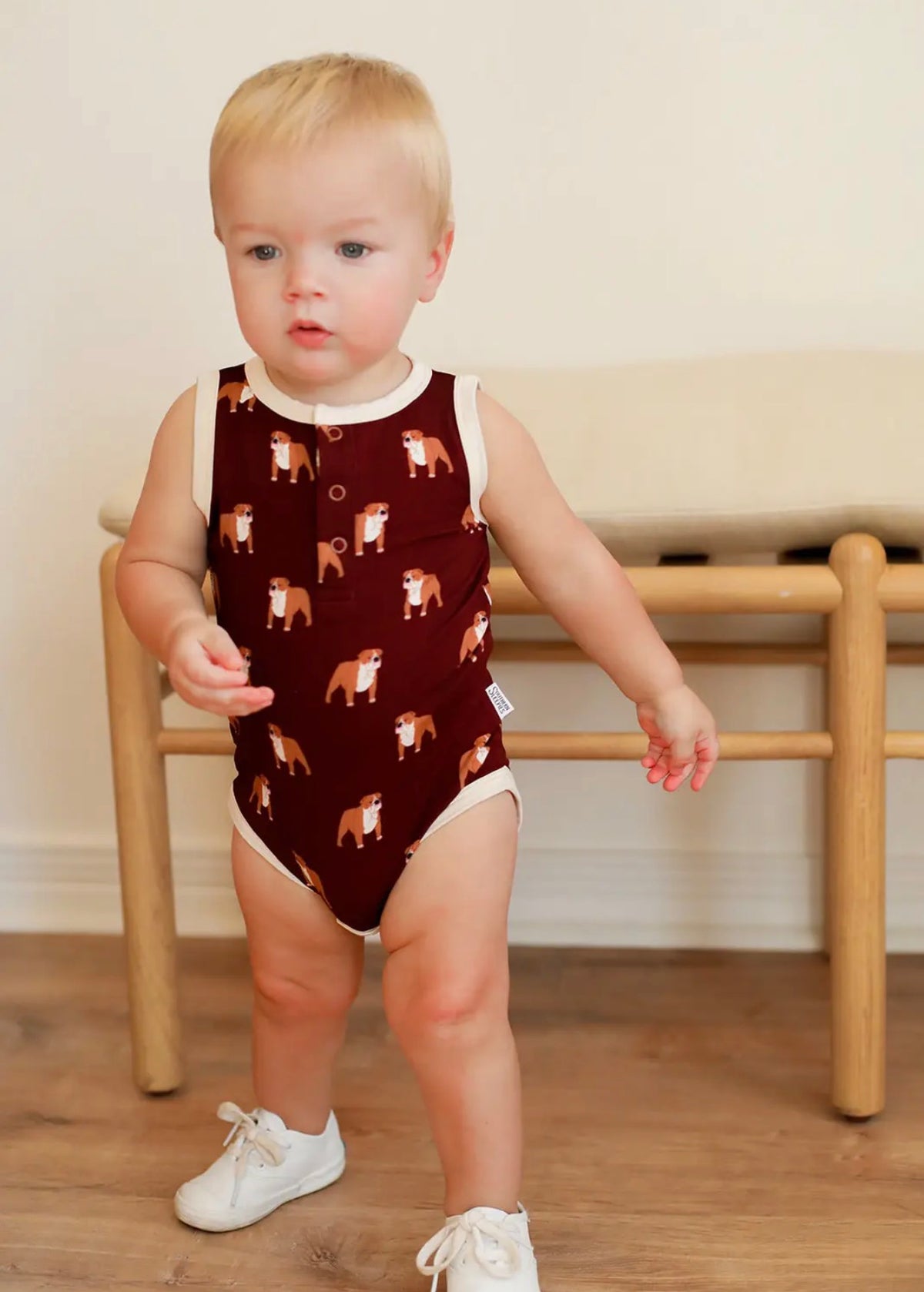Maroon Bulldog Bamboo Henley