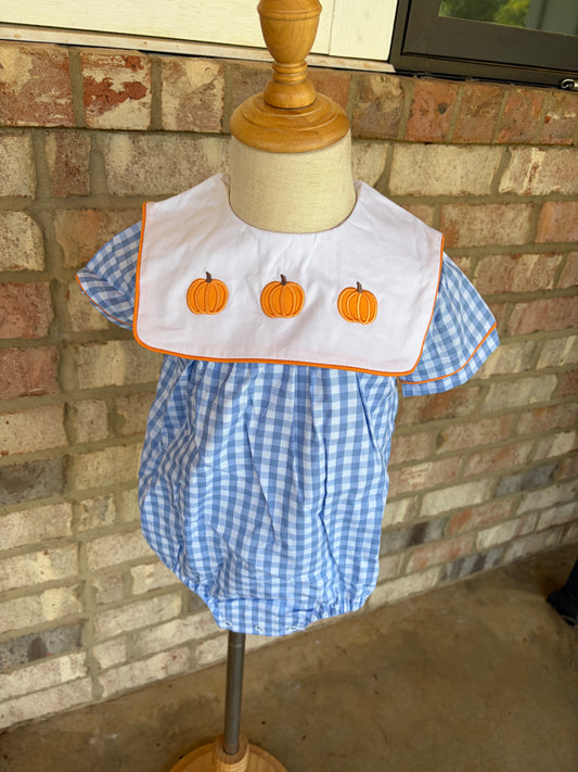 Blue Gingham Pumpkin Bubble