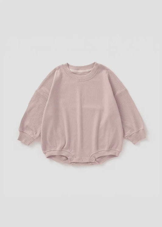 Blush Ribbed Bubble Romper