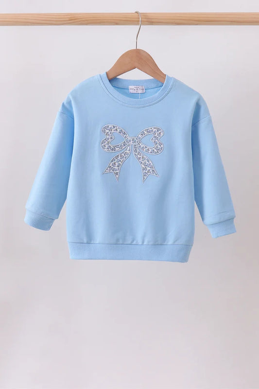 Blue Bow Applique Pullover
